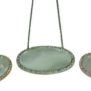 MOTHER OF PEARL NECKLACE-W/PAVE CRYSTALS ACCENTS-STERLING SILVER (.925)